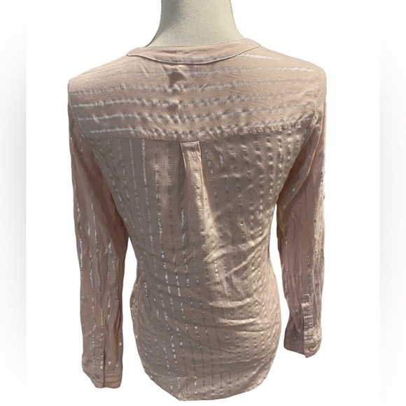 {Express} pink & metalic stripe long sleeved blouse - Picture 2 of 5